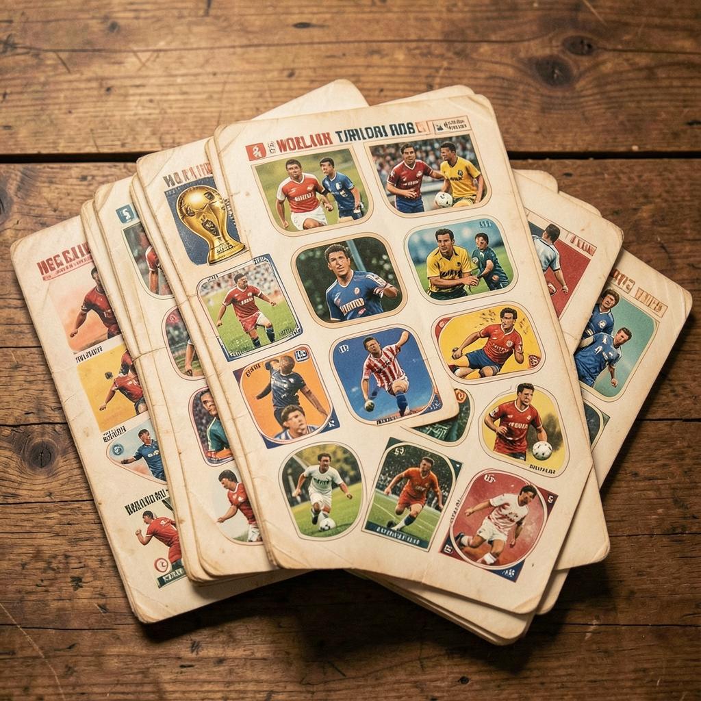 Páginas de álbuns de figurinhas antigos de futebol